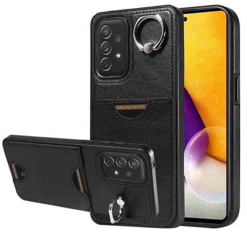 Funda para Teléfono Samsung Galaxy A72 con Soporte para Anillo y Ranura para Tarjeta (Negro)