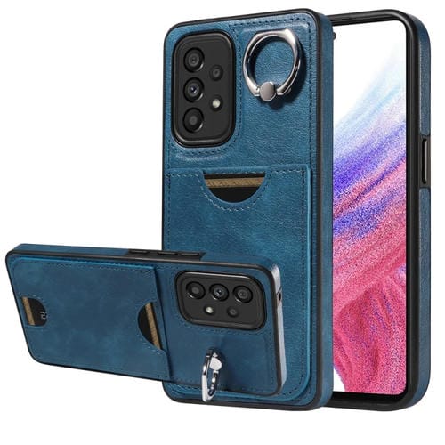 Funda para Teléfono Samsung Galaxy A53 5G con Soporte para Anillo y Ranura para Tarjeta (Azul)