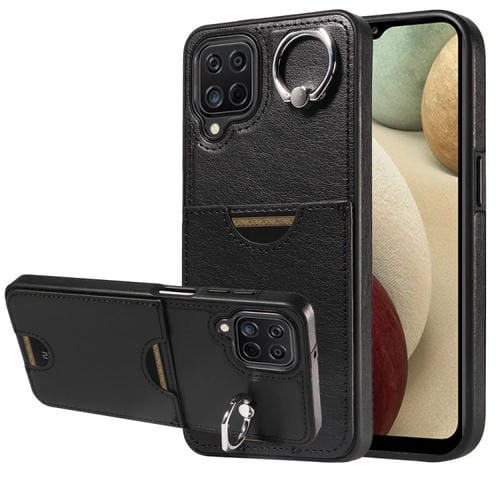 Funda para Teléfono Samsung Galaxy A12 4G con Soporte para Anillo y Ranura para Tarjeta (Negro)