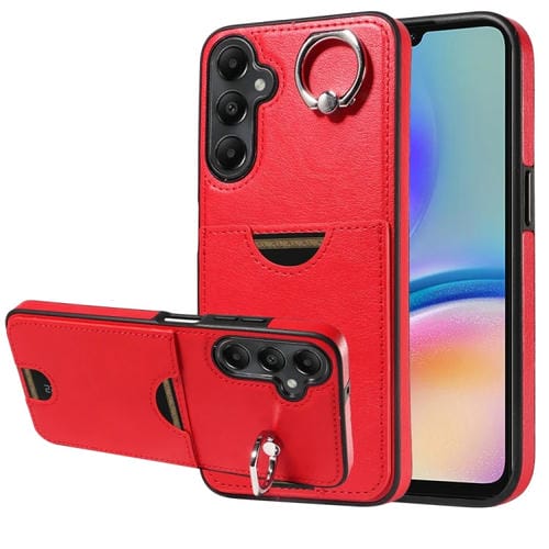 Funda para Teléfono Samsung Galaxy A05S con Soporte para Anillo y Ranura para Tarjeta (Rojo)