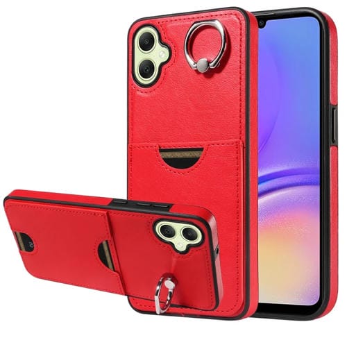 Funda para Teléfono Samsung Galaxy A05 con Soporte para Anillo y Ranura para Tarjeta (Rojo)