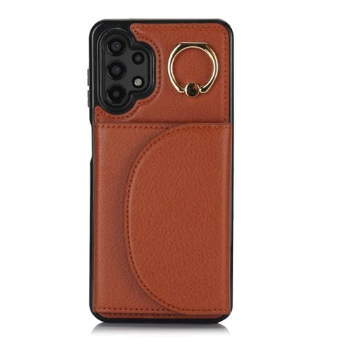 Funda para Teléfono Samsung Galaxy A13 4G / 5G Ym007 con Soporte para Anillo y Tarjeta (Marrón)