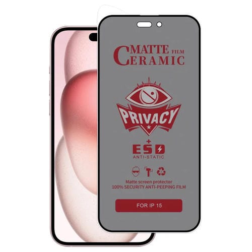 Película Cerámica de Privacidad para iPhone 15 Cobertura Total Esmerilada - MOVILSTORE