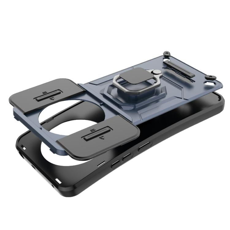 Funda Deslizante de TPU + PC a Prueba de Golpes con Soporte para Realme 14 Pro+ 5G (Negro)