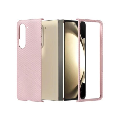 Estuche para teléfono Samsung Galaxy Z Fold5 PC a prueba de golpes con pintura de diamante y textura esmerilada (Rosa)