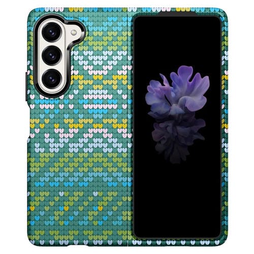 Funda Plegable para Teléfono Samsung Galaxy Z Fold5 con Pegatina de Agua para PC (Verde Bosque)