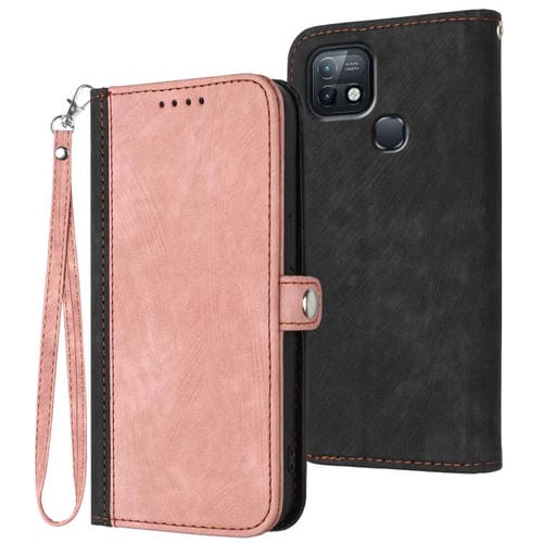 Funda de Cuero para Infinix Hot 10I con Correa y Hebilla Lateral Doble Plegable (Rosa)