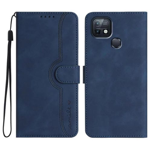 Funda de Cuero para Teléfono Infinix Hot 10I con Diseño de Corazón (Azul Real)