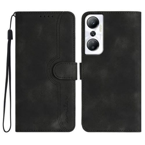 Funda de Cuero con Diseño de Corazón para Infinix Hot 20 4G (Negro)