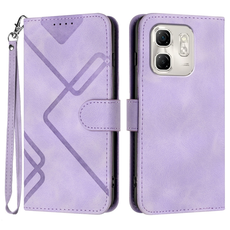 Funda de Cuero Infinix Hot 50I Smart 9 con Diseño de Líneas y Tacto Suave (Morado Claro)
