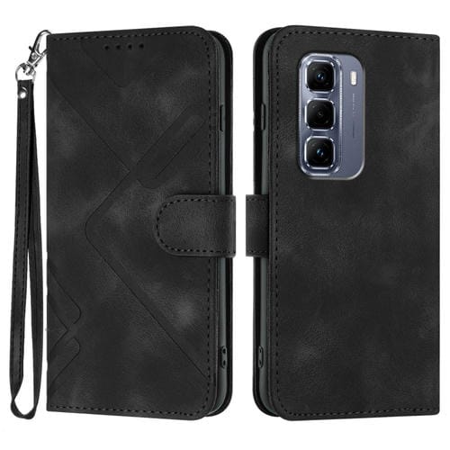 Funda de Cuero Infinix Hot 50 Pro+ 4G Diseño de Líneas Tacto Suave (Negra)