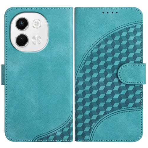Funda de Cuero con Relieve Cabeza de Elefante para Tecno Pova 6 Neo 5G Spark 30 5G con Cordón (Azul Claro)