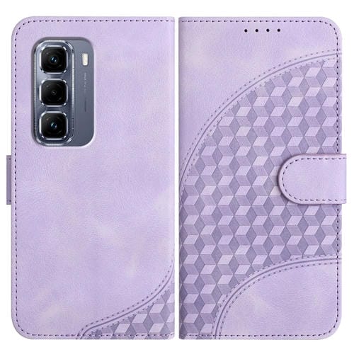 Funda de Cuero con Relieve Cabeza de Elefante para Infinix Hot 50 Pro+ 4G con Cordón (Morado Claro)