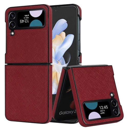 Estuche para Samsung Galaxy Z Flip4 5G Teléfono Plegable con Patrón Cruzado (Rojo)