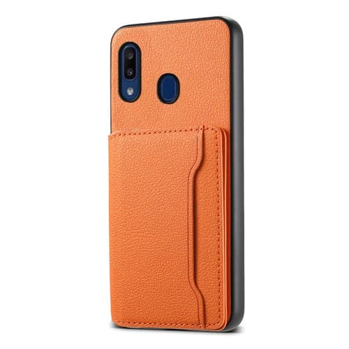 Funda para Teléfono Samsung Galaxy A20 / A30 Diseño Bolsa para Tarjetas Textura Pantorrilla (Naranja)
