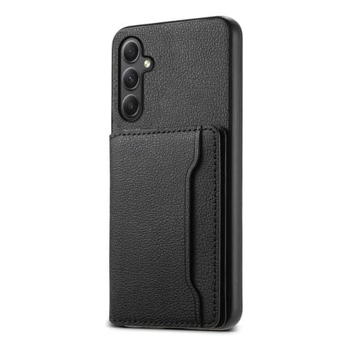Funda para Teléfono Samsung Galaxy A34 5G con Diseño de Bolsa para Tarjetas y Textura de Becerro (Negro)