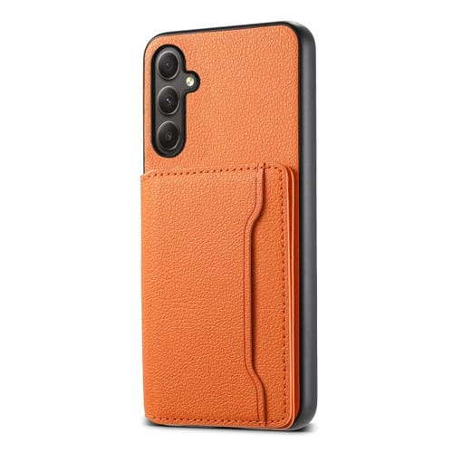Funda para Teléfono Samsung Galaxy A34 5G Diseño Bolsa para Tarjetas Textura de Becerro (Naranja)