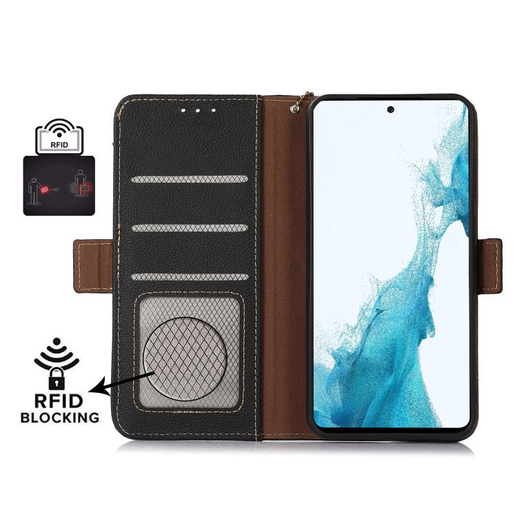 Funda Cuero Genuino Rfid con Imán Lateral Tj para OnePlus Ace 5 Pro / Ace 5 / 13R (Negro)