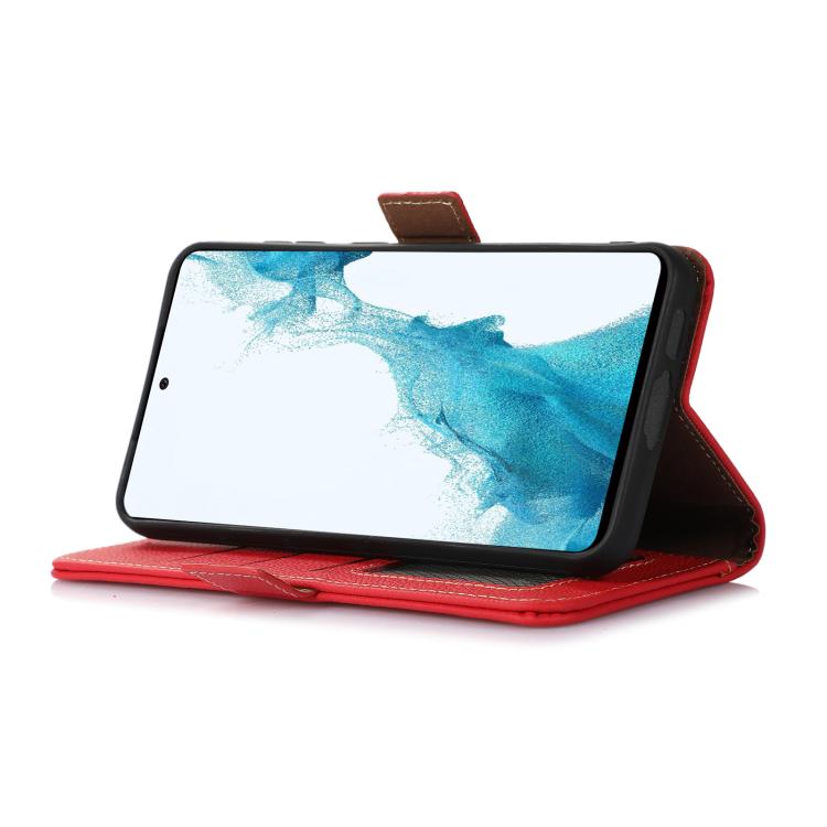 Funda de Teléfono Cuero Genuino Tj con Imán Lateral Rfid para OnePlus Ace 5 Pro / Ace 5 / 13R (Rojo)