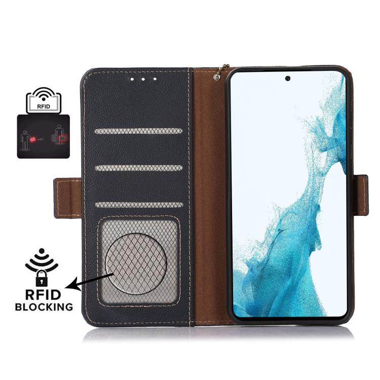 Funda de Teléfono Cuero Genuino Tj con Imán Lateral Rfid para OnePlus Ace 5 Pro / Ace 5 / 13R (Azul)