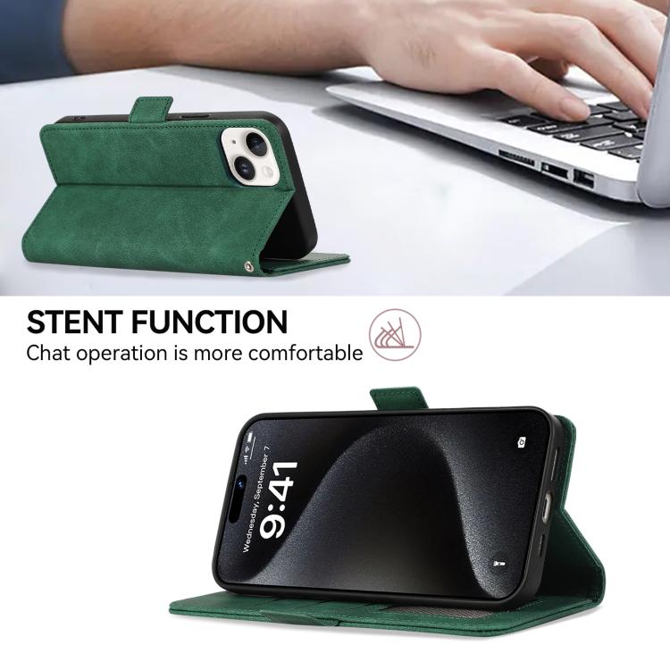 Funda de Cuero Abeel Rfid Magnética Esmerilada para iPhone 16E (Verde)