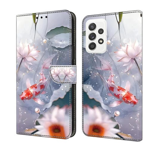 Funda de Cuero Samsung Galaxy A52 4G 5G Pintada con Cristales (Koi)