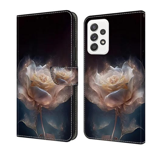 Funda de Cuero Samsung Galaxy A52 4G / 5G con Cristales Pintada (Peonía)