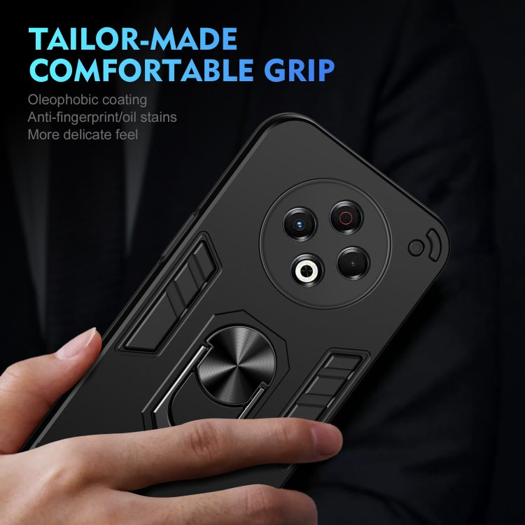 Funda para Teléfono Tecno Spark 30 con Anillo de Metal y Protección Antigolpes (Negro)