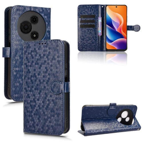Funda de cuero con textura de puntos de panal para TCL 605 (azul)