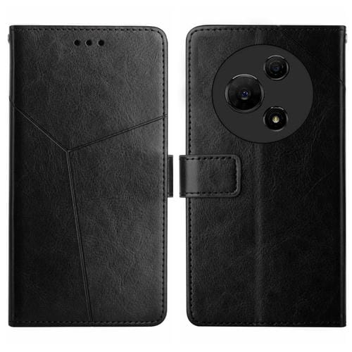 Funda de cuero con tapa en forma de Y para TCL 60 SE/605 (negra)