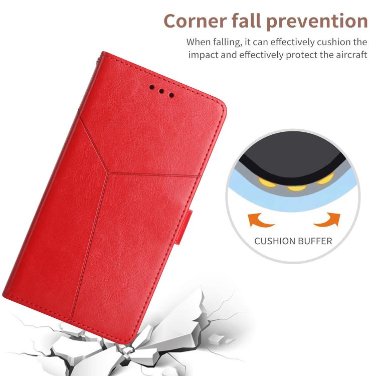 Funda de cuero con tapa en forma de Y para TCL 60 SE/605 (roja)