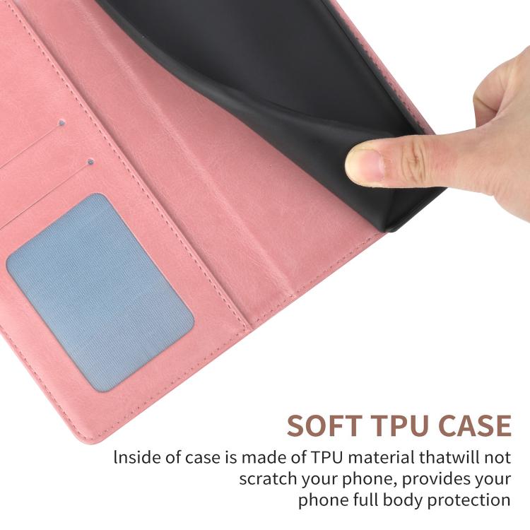 Funda de cuero con tapa en forma de Y para TCL 60 SE/605 (rosa)