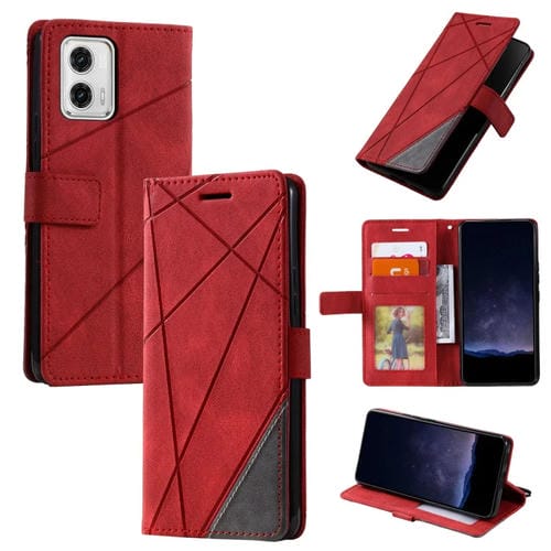 Funda de Cuero para Motorola Moto G53 5G Skin Feel Empalme para Teléfono (Rojo)