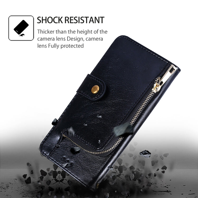 Funda de Cuero con Cremallera para OnePlus Ace 3 Pro 5G (Negra)