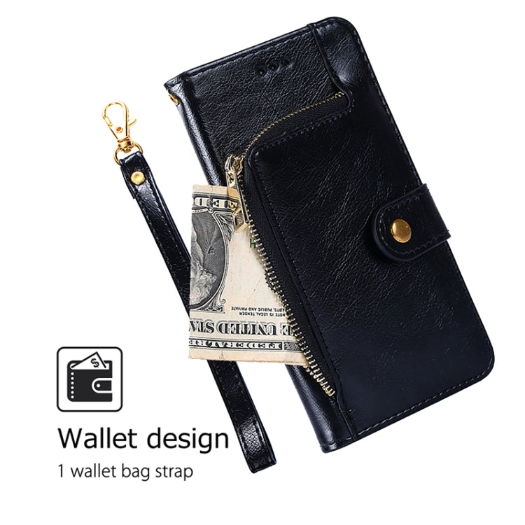 Funda de Cuero con Cremallera para OnePlus Ace 3 Pro 5G (Negra)