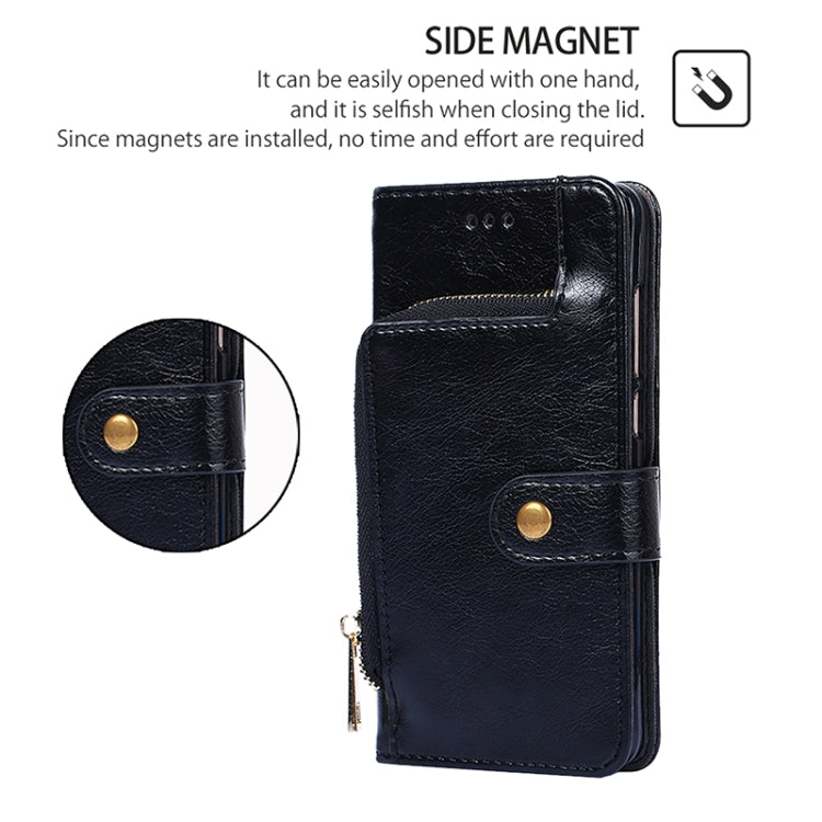 Funda de Cuero con Cremallera para OnePlus Ace 3 Pro 5G (Negra)
