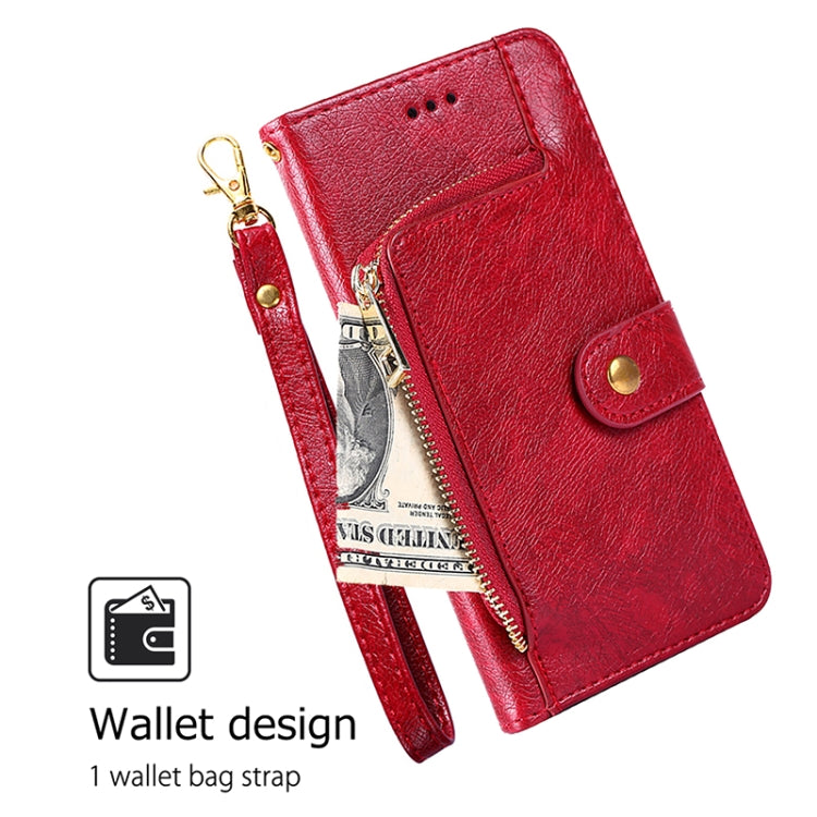 Funda de Cuero con Cremallera para OnePlus Ace 3 Pro 5G (Rojo)
