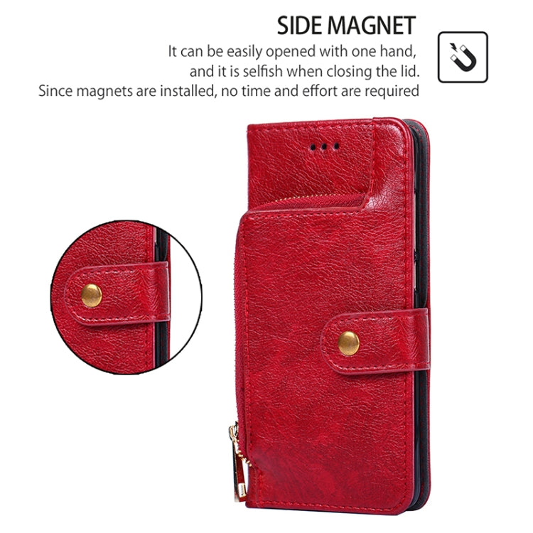 Funda de Cuero con Cremallera para OnePlus Ace 3 Pro 5G (Rojo)