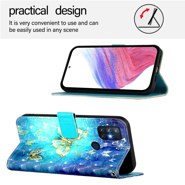 Funda de Cuero con Tapa Horizontal y Pintura 3D para OnePlus Nord N10 5G (Mariposa Dorada)