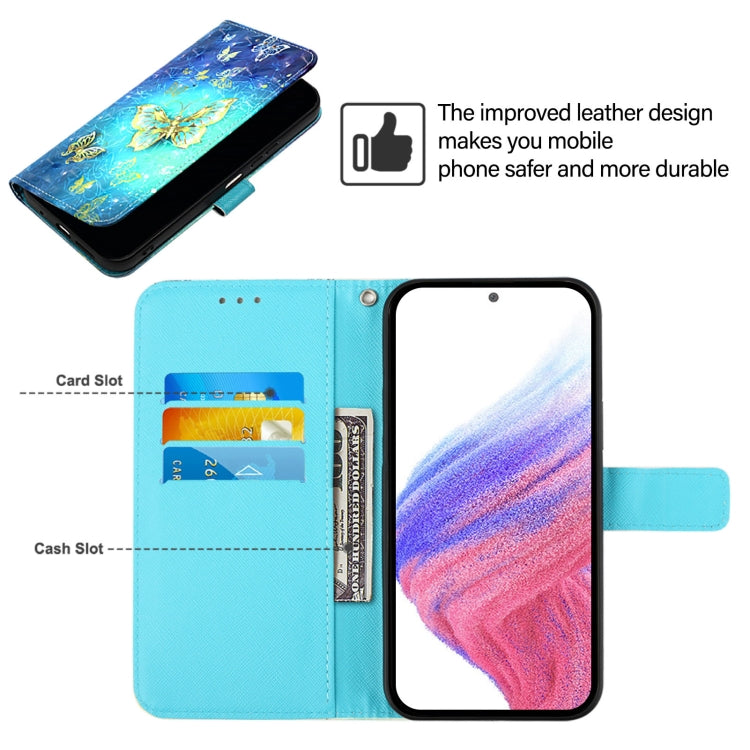Funda de Cuero con Tapa Horizontal y Pintura 3D para OnePlus Nord N10 5G (Mariposa Dorada)