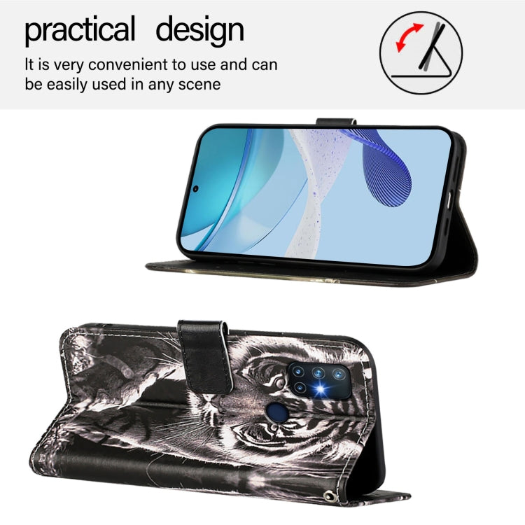 Funda de Cuero para OnePlus Nord N10 5G con Patrón Tigre Blanco y Negro