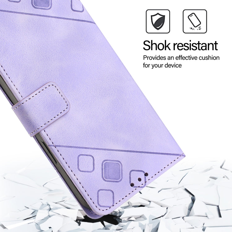 Funda de Piel con Relieve para OnePlus Nord N10 5G (Morado Claro)