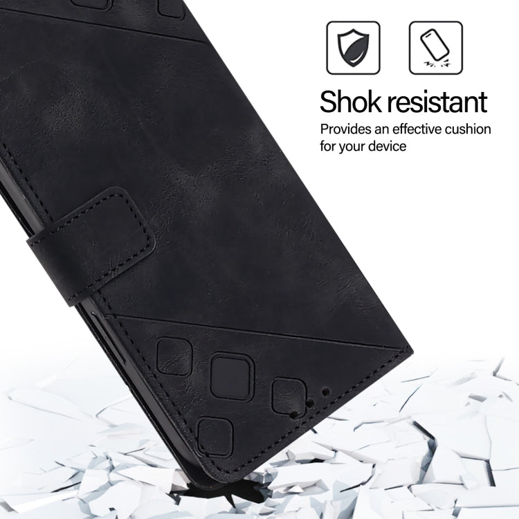 Funda de Piel con Relieve para OnePlus Nord N10 5G (Negra)
