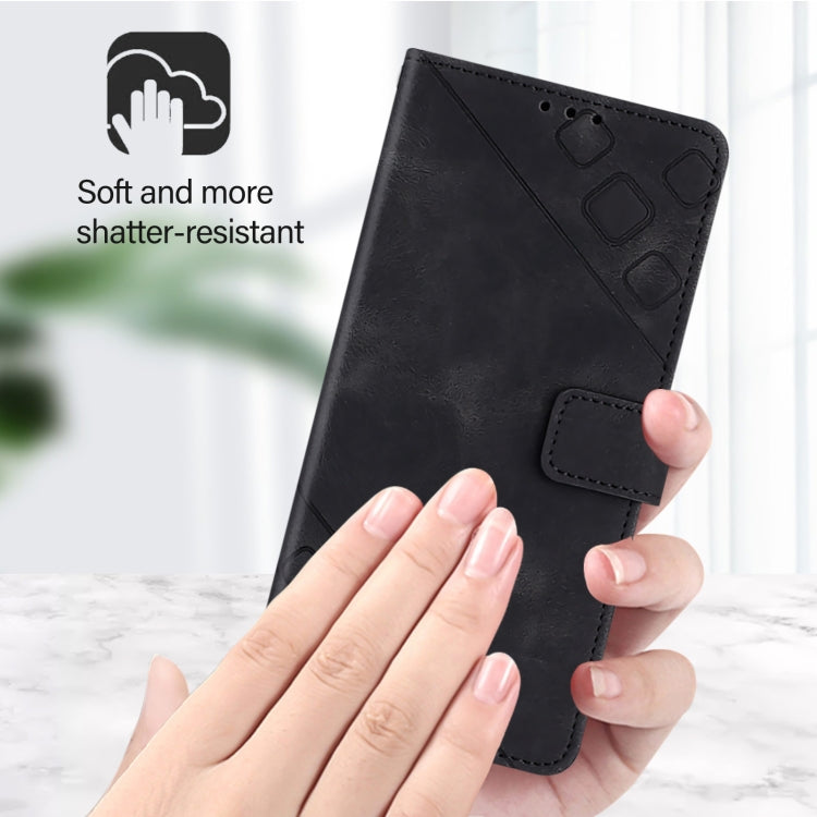 Funda de Piel con Relieve para OnePlus Nord N10 5G (Negra)