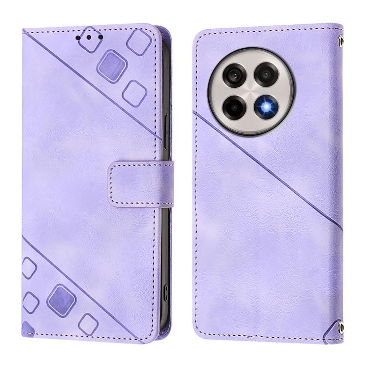 Funda de Cuero con Relieve para OnePlus 13R Ace 5 Pro 5G (Morado Claro)