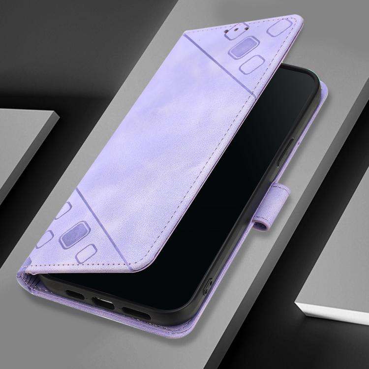 Funda de Cuero con Relieve para OnePlus 13R Ace 5 Pro 5G (Morado Claro)