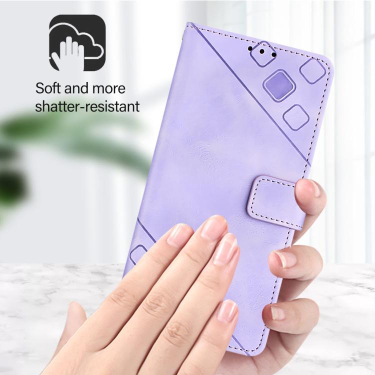 Funda de Cuero con Relieve para OnePlus 13R Ace 5 Pro 5G (Morado Claro)