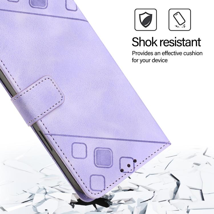 Funda de Cuero con Relieve para OnePlus 13R Ace 5 Pro 5G (Morado Claro)