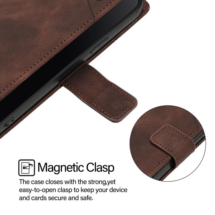 Funda de Cuero con Relieve y Tacto de Piel para OnePlus 13R/Ace 5 Pro 5G (Marrón)