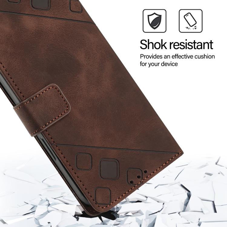 Funda de Cuero con Relieve y Tacto de Piel para OnePlus 13R/Ace 5 Pro 5G (Marrón)